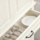 White Wood Grain Kitchen Cupboard with 4 Doors and Drawer, 180cm