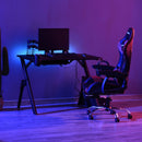 Black Gaming Desk with Game Handle Holder and Cupholder