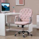 Velvet Pink Swivel Office Chair with Adjustable Height and Wheels