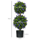 Set of 2 Lavender Flower Ball Trees with Pot, Indoor Outdoor Decor, 70cm