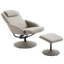 Grey Leather Swivel Recliner Chair with Footrest