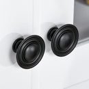 White Kitchen Storage Cabinet with Glass Doors and Drawers