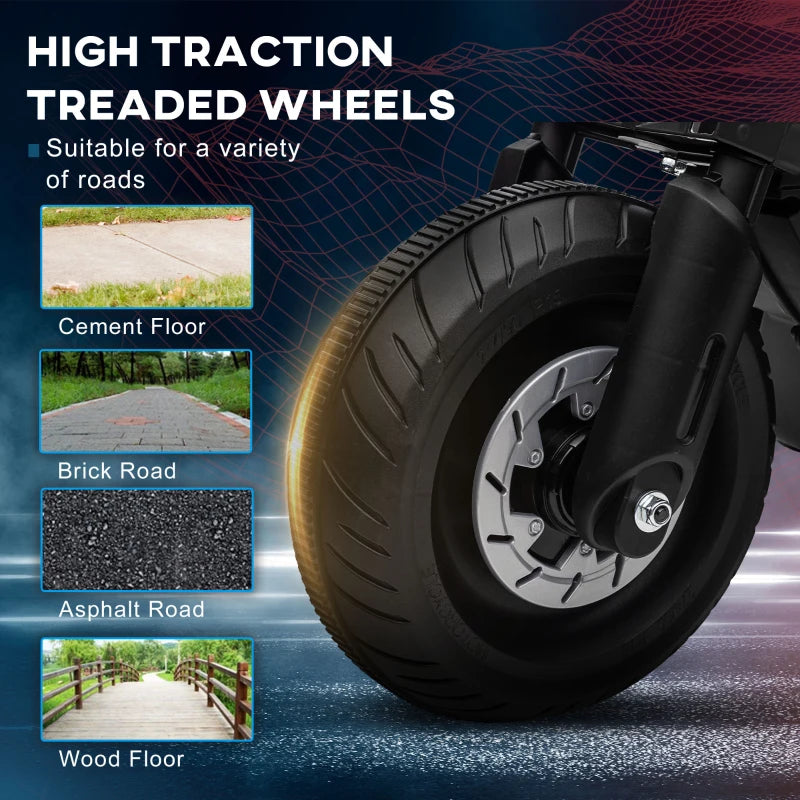 Black Kids Electric Motorbike with Siren, Horn, Headlights, Music & Training Wheels - Ages 3-5