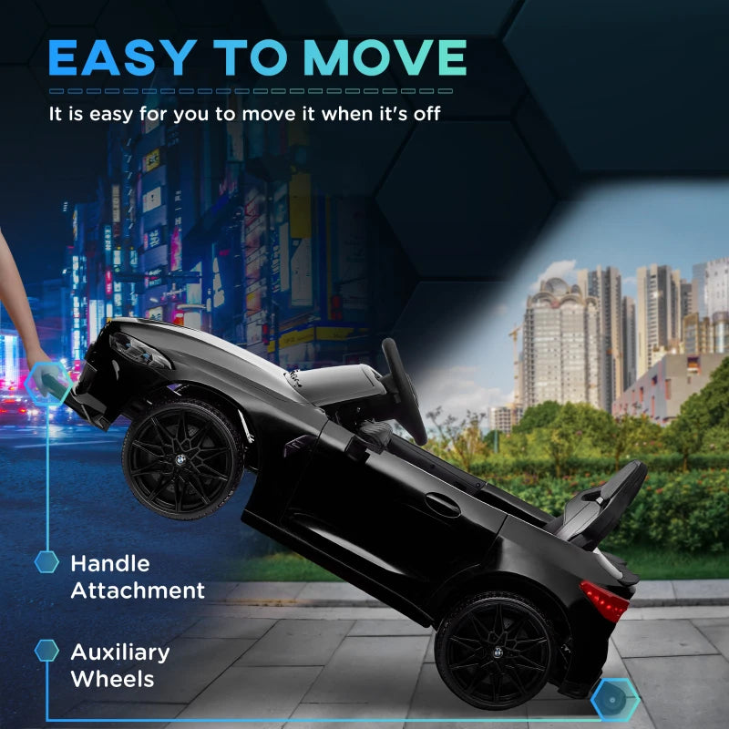 12V BMW M4 Licensed Kids Car - Black with Remote Control & LED Lights