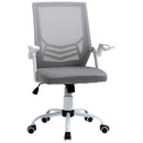 Grey Ergonomic Office Chair with Flip-up Armrest and Lumbar Support