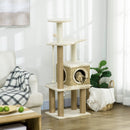 Beige Cat Tree with Scratching Post, House & Toy Ball