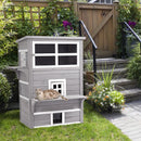 Grey Three-Tier Outdoor Cat House with Jumping Platforms