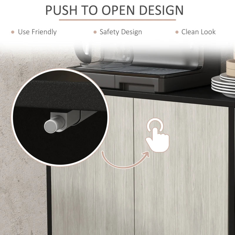 Black Kitchen Storage Cabinet with Adjustable Shelves and 4 Doors