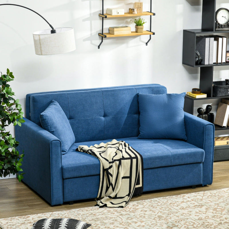 Deep Blue 2 Seater Convertible Sofa Bed with Storage