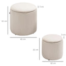 Modern Cream White Fabric Storage Ottomans Set of 2