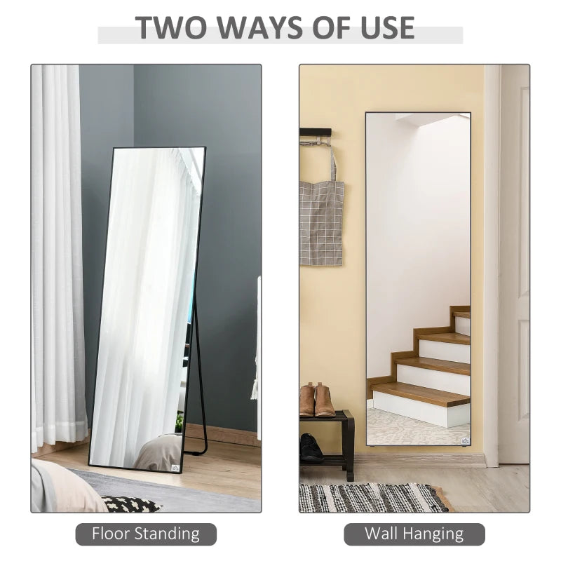 Black Full Length Floor Standing/Wall Hanging Mirror, 50x161.5cm