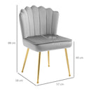 Grey Velvet Dining Chairs Set of 2 with Gold Metal Legs