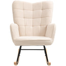 Beige Wingback Nursery Rocking Chair with Berber Fleece Seat