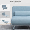 Blue Convertible Sleeper Chair with Adjustable Backrest and Pillow