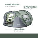 Dark Green 4-5 Person Pop-up Waterproof Camping Tent with Windows