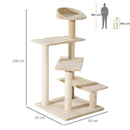 Beige 100cm Cat Tree Climbing Tower for Indoor Cats - Scratch Post & Activity Centre
