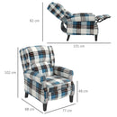 Blue Wingback Reclining Armchair with Footrest - Wood Legs