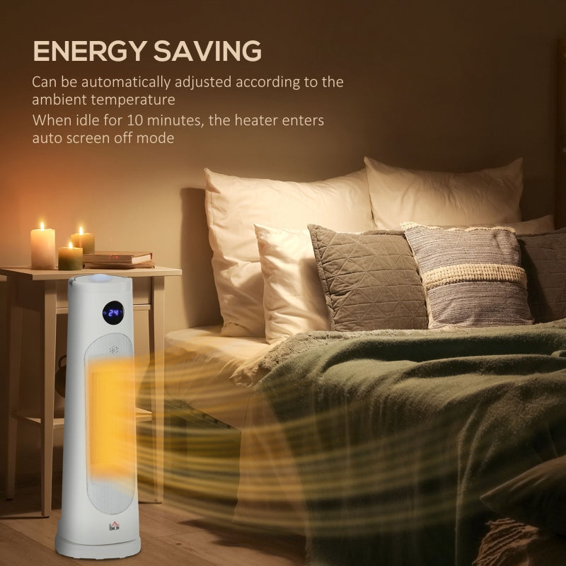 White Portable Electric Ceramic Space Heater with Thermostat & Timer