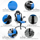 Blue Gaming Swivel Chair with Flip-up Armrest and Adjustable Height