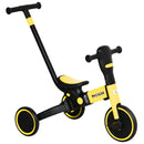 Yellow 4-in-1 Kids Tricycle with Adjustable Push Handle