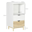 Modern White and Oak Bookcase with Drawers and Open Shelf