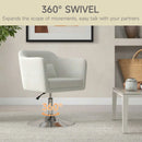 Swivel Accent Chair with Adjustable Height and Pillow, Cream White
