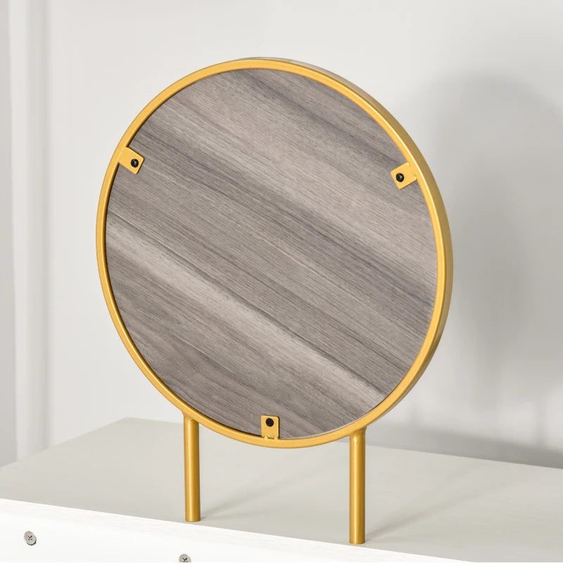 White Round Mirror Dressing Table with Drawers