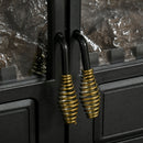 Black Electric Fireplace Stove Heater with LED Flame Effect, Double Door, Portable & Safe