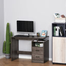 Grey Writing Desk with Drawers and Storage Shelf, 107 x 48cm - Home Office Study Workstation
