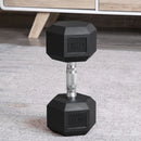 Black Rubber Hex Dumbbell Set - 35kg Total Weight