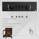 Black Electric Fireplace Stove with Realistic LED Flame Effect