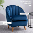 Blue Velvet Accent Chair with Solid Wood Legs