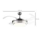 Modern White Ceiling Fan with Retractable Blades and Dimmable LED Light