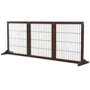 Brown 3-Panel Foldable Pet Gate with Pine Frame
