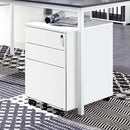 White 3-Drawer Lockable Steel File Cabinet on Wheels