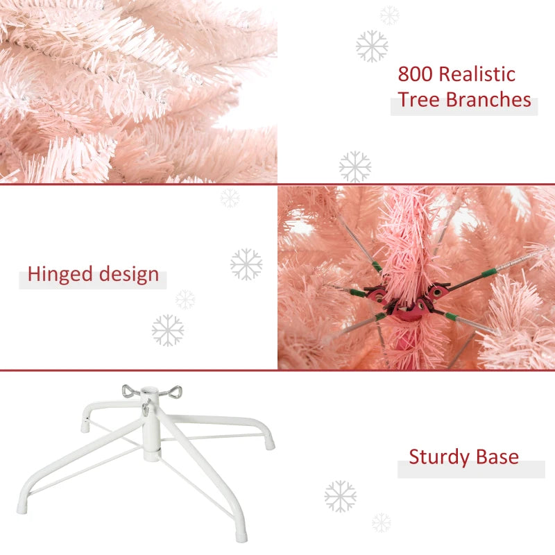 6FT Pink Artificial Christmas Tree with Metal Stand - Festive Holiday Home Decor