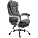 Grey Linen Swivel Office Chair with Reclining Backrest and Footrest