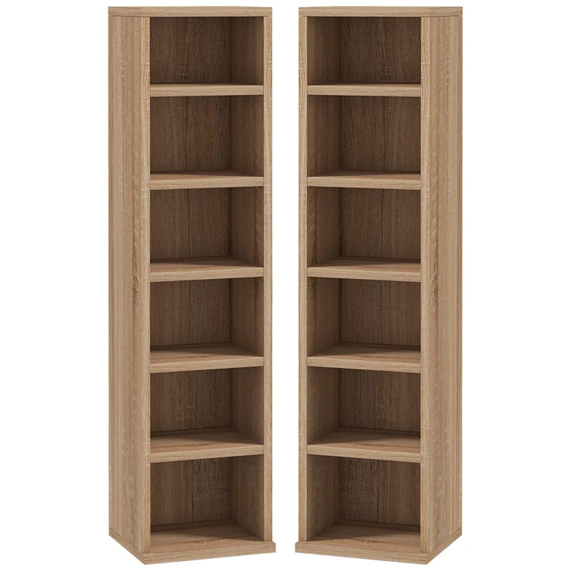 Wood-Effect CD Storage Units Set - Pack of 2 - Brown
