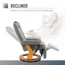 Grey PU Recliner Chair with Footrest and Headrest