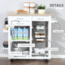 Black Rolling Kitchen Island Cart with Spice Racks & Drawers
