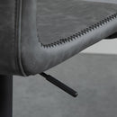 Grey Leather Bar Stool Set - Adjustable Height Swivel with Footrest for Kitchen & Home