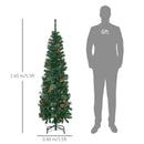 5.5FT Tall Slim Green Christmas Tree with Realistic Branches and Pine Cones