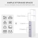 Freestanding Tall Bathroom Storage Cabinet, White & Grey