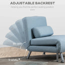 Blue Convertible Sleeper Chair with Adjustable Backrest and Pillow