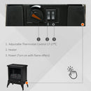 Black Electric Fireplace Stove with Realistic Flame Effect