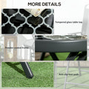 Round Outdoor Folding Patio Table with Imitation Marble Glass Top