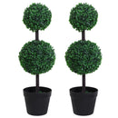 Set of 2 Green Boxwood Ball Topiary Trees - Indoor/Outdoor Decor (67cm)