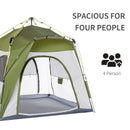 Green 4-Person Automatic Pop-Up Camping Tent
