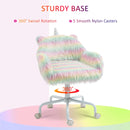 Colourful Fluffy Home Office Chair with Armrests and Swivel Wheels