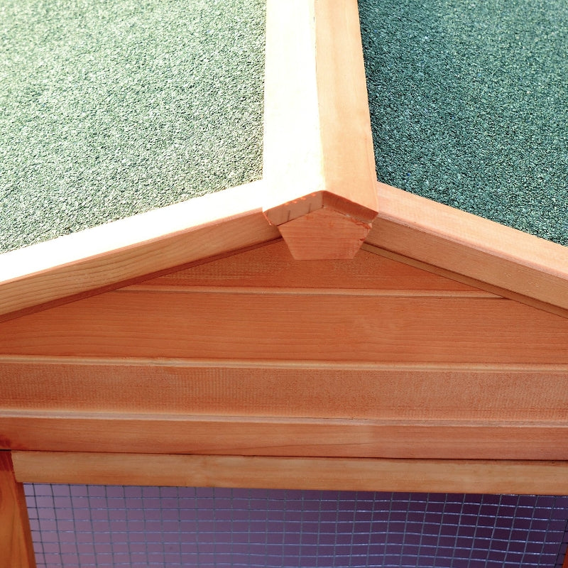 Wooden Two-Storey Rabbit Hutch with Run, Guinea Pig House, Pet Cage - Brown
